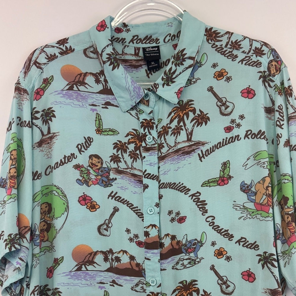 Disney Lilo & Stitch Hawaiian Roller Coaster Ride Shirt BoxLunch Our Universe XL - Picture 3 of 7